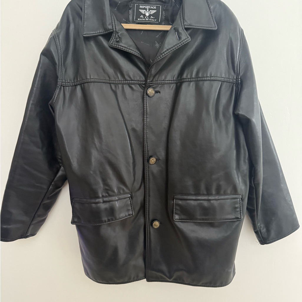 Men's Black Leather Shirt Jacket